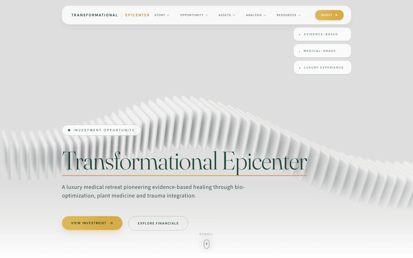 Transformational Epicenter - investor platform homepage